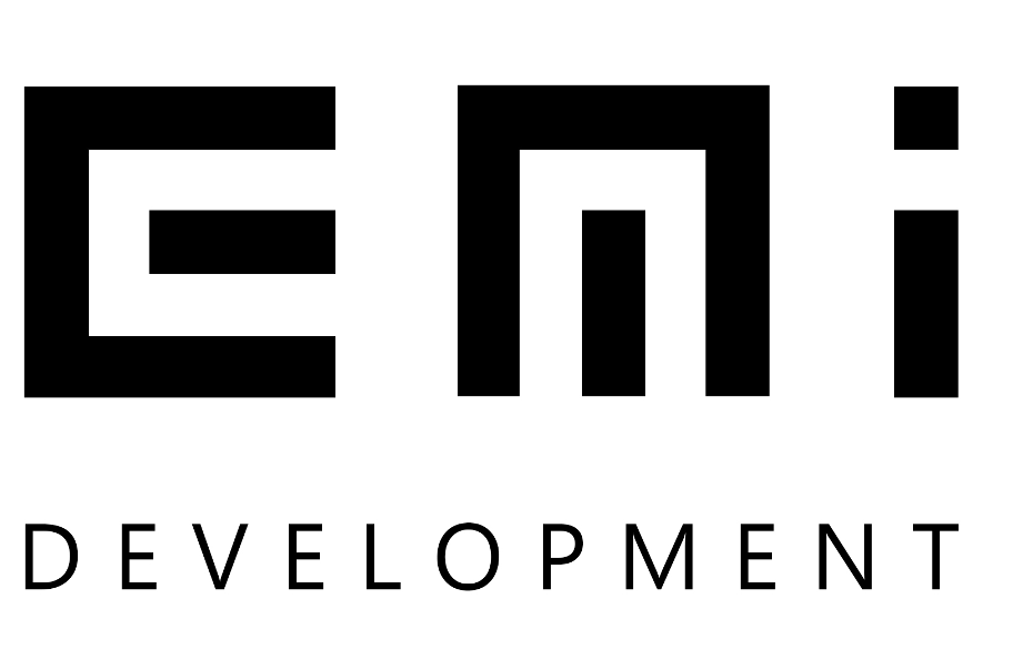 EMI Development logo: bold geometric 'EMI' with 'DEVELOPMENT' wordmark